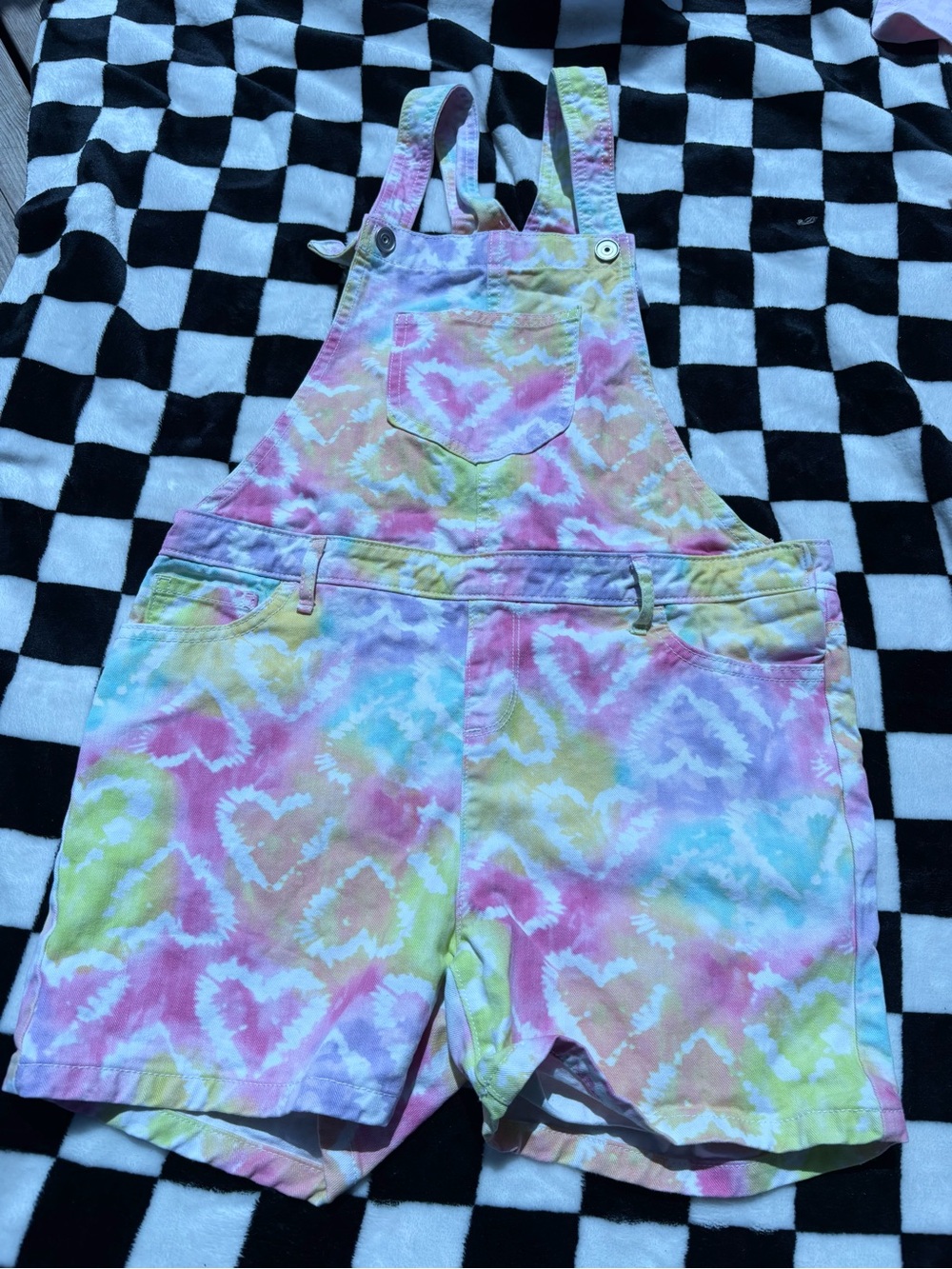 Size 14 heart tyedye short overalls from the children’s place
